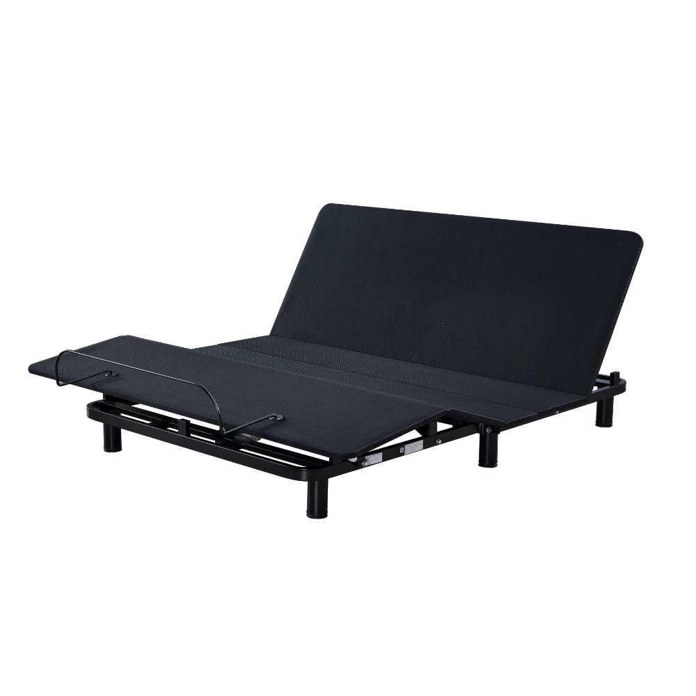 The Serene Lite motorized bed frame showcasing custom head and foot adjustments alongside its Snore Relief position designed to improve breathing and promote deeper, uninterrupted sleep.