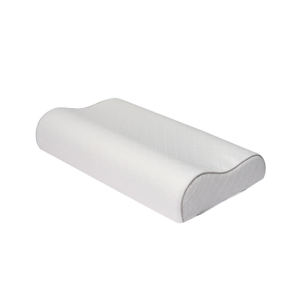Premium memory foam DeRUCCI AeroCurve Pillow engineered to adapt dynamically to the natural contours of the neck for personalized, deep sleep recovery.