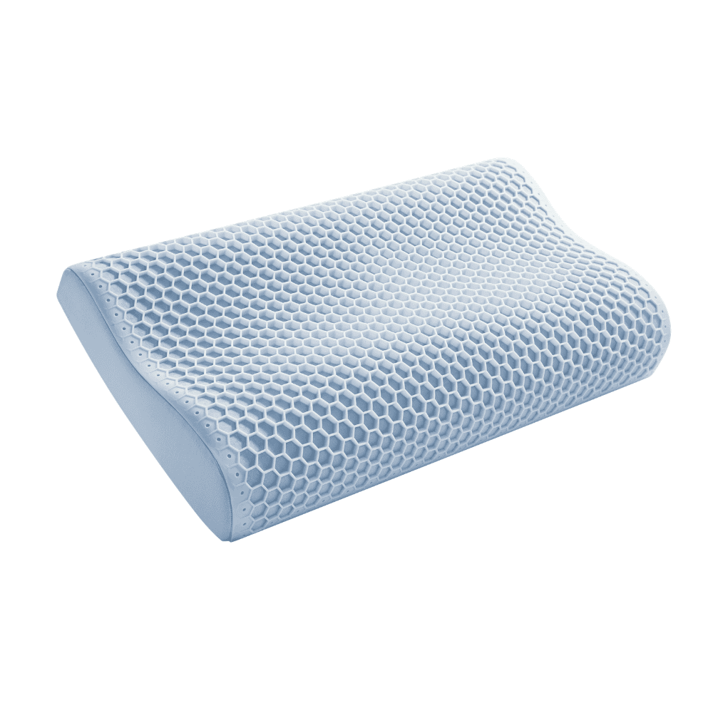 The derucci honeycomb 3d pillow showcasing its highly breathable tpe thermoplastic elastomer core structure to maximize airflow and keep sleepers cool on warm nights