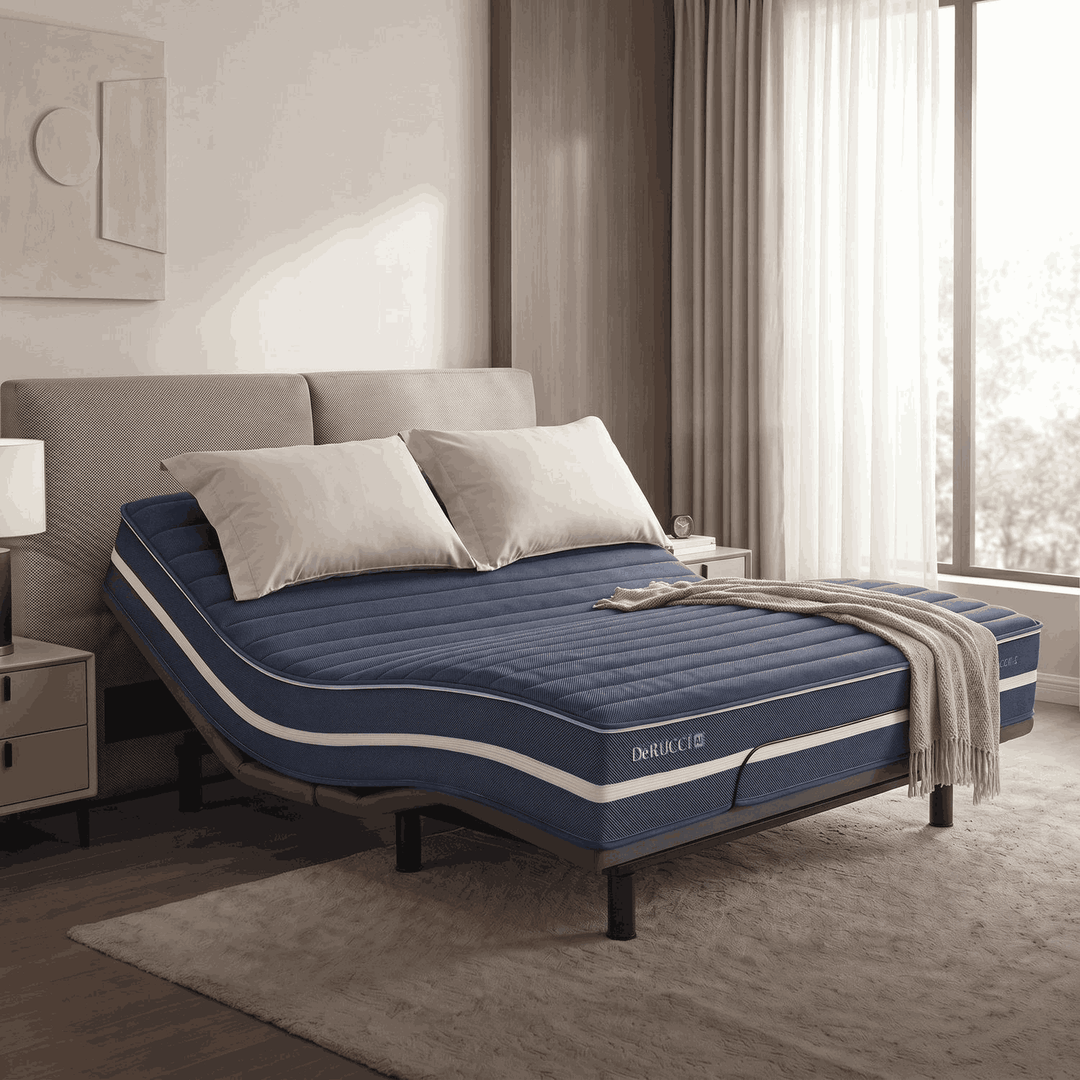 DeRUCCI T11+ AI Smart Mattress featuring 5-Zone Active Support for back pain relief, dual-zone adjustment, and the upgraded AI Tidal Algorithm 2.0 for premium sleep recovery in Malaysia.