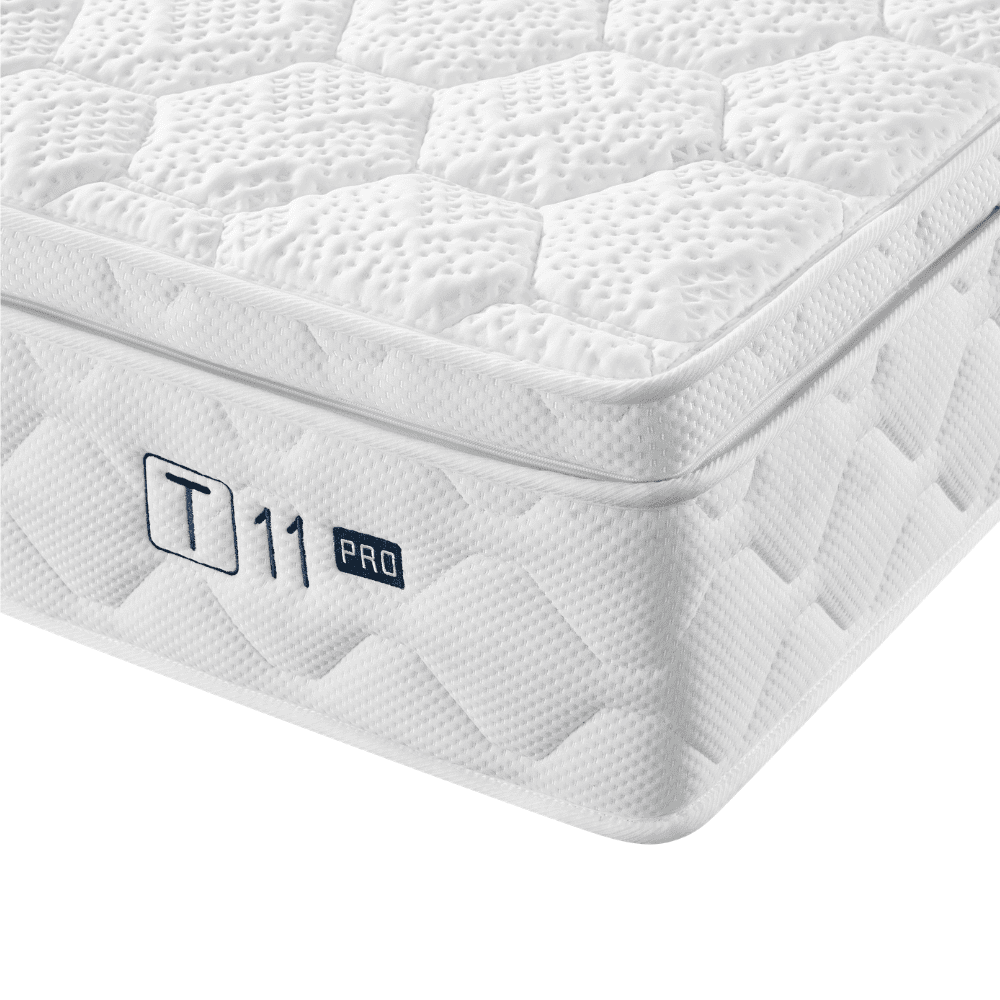 DeRUCCI T11 PRO AI Mattress highlighting the AutoFit 6-Zone Smart Adaptation system for targeted support across shoulders, lumbar, hips, and legs to maintain perfect spinal alignment.