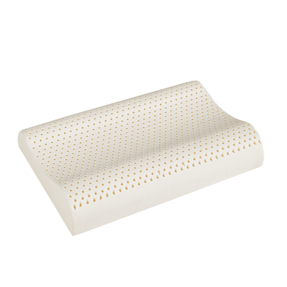 Close-up view of the DeRUCCI Natural Latex Pillow highlighting its honeycomb-inspired core structure designed for efficient air circulation and cooling breathability.
